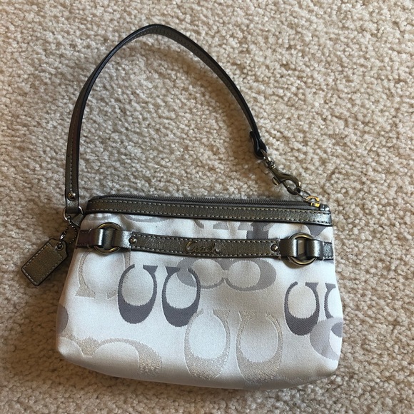 Silver Shiny Coach Wristlet - Picture 3 of 6